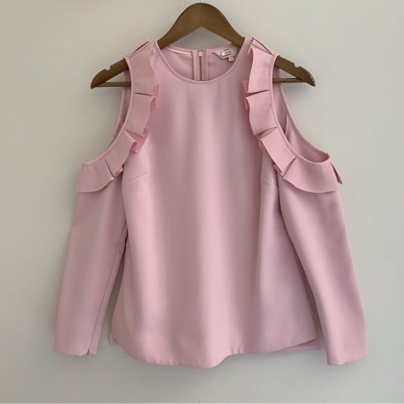 Ted Baker Steffe Ruffle Top 2 US 6 Cold Shoulder Pink - Picture 1 of 9